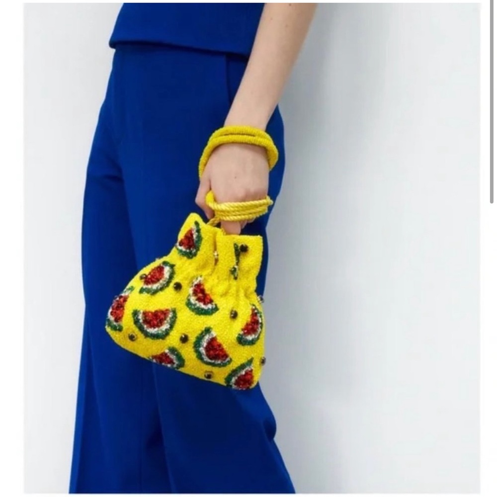 ZARA Beaded Bucket Bag yellow - Picture 2 of 4